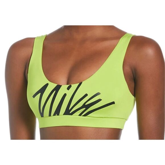 Nike Women's XLARGE Logo Scoop Neck Bikini Top in Lime Green - Picture 8 of 10